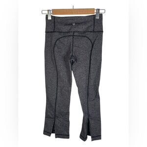 lululemon athletica Dark Gray Cropped Leggings with Ankle Slits
